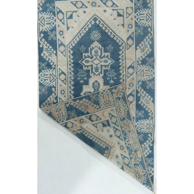 Blue Vintage Circa 1940 Blue Turkish Oushak Hand Knotted Wool Rug 3ft 2in X 5ft 7in For Sale - Image 8 of 8