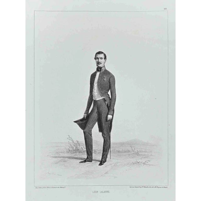 Auguste Raffet, Portrait of Léon Lalanne, Original Lithograph, 1848 For Sale