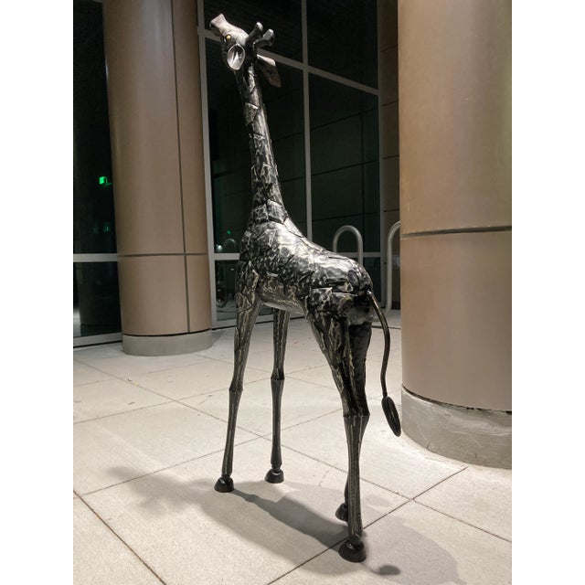 Modern Abstract Yearling Giraffe Patchwork Metal Sculpture For Sale - Image 4 of 13