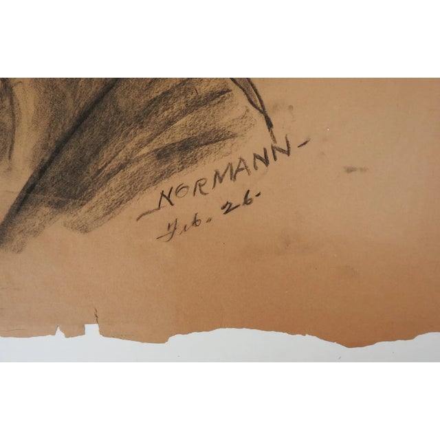 Charcoal female portrait study by Charles Berkeley Normann (1903-1985) Texas and Norway, signed lower right, circa 1950s....