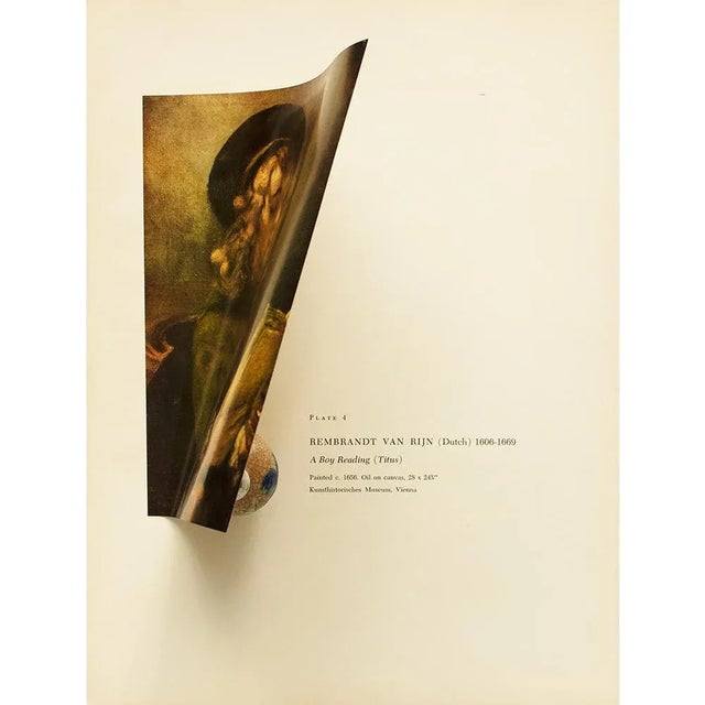1956 After Rembrandt Van Rijn "A Boy Reading (Titus)", Vintage Full-Color Print For Sale - Image 4 of 8