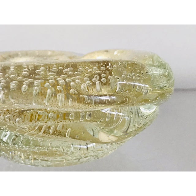 Glass 1960s Barovier Toso Attributed Gold Aventurine Bullicante Glass Ashtray For Sale - Image 7 of 12