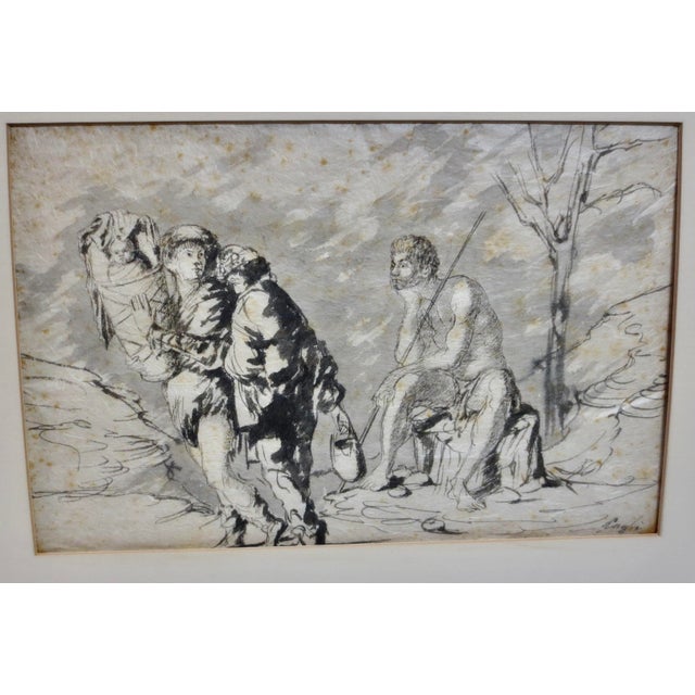 Paper Rice Paper and Ink Wash Drawing Circa Mid-19th For Sale - Image 7 of 9