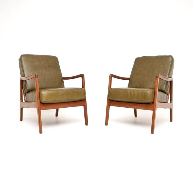 Vintage Danish Teak and Leather Lounge Chairs by Ole Wanscher for France & Søn, 1960, Set of 2 For Sale - Image 11 of 11
