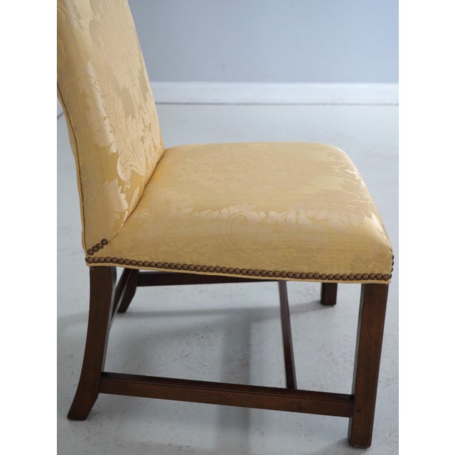 Kittinger Colonial Williamsburg Chippendale Style Damask Upholstered Side Chair For Sale - Image 9 of 18