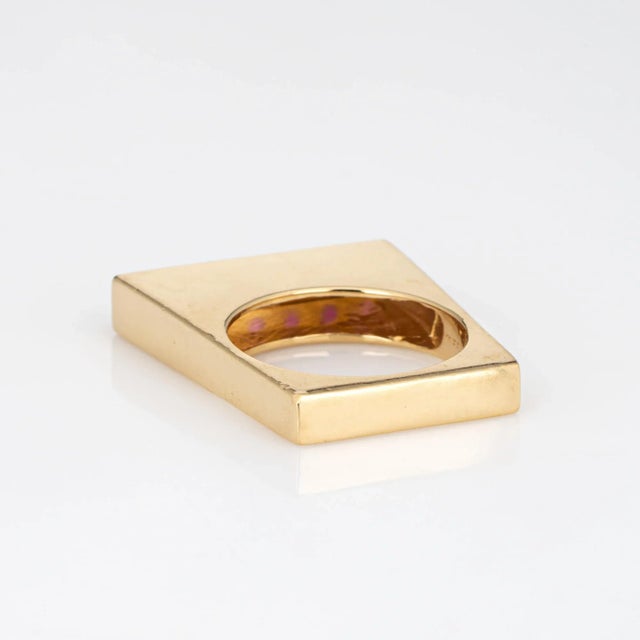 Late 20th Century Vintage Tiffany & Co Square Ruby & 18k Yellow Gold Ring Size 6 For Sale - Image 5 of 7