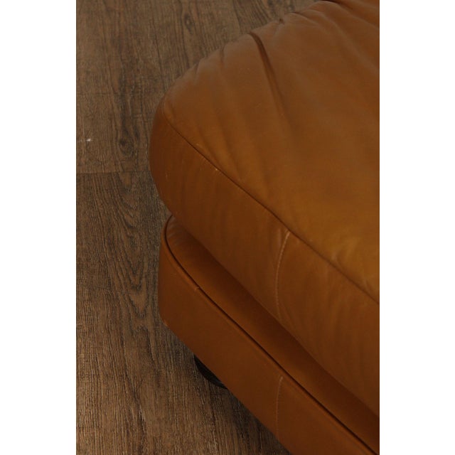 Late 20th Century Classic Leather Brown Leather Ottoman For Sale - Image 5 of 12