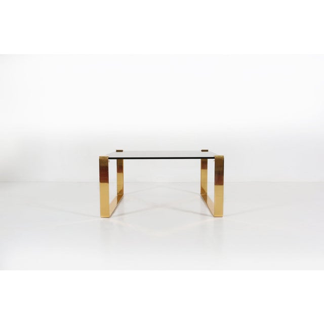 Mid-Century Modern Coffee Table with Gold-Plated Base and Glass Top, 1970s For Sale - Image 4 of 13