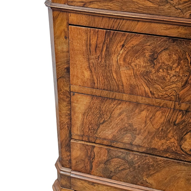 Brown 19th Century French Louis Philippe Burl Walnut Commode With Marble Top For Sale - Image 8 of 18