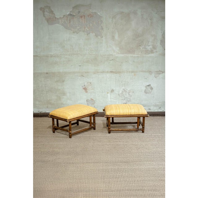 Brown Wooden Ottomans by Lyda Levi for McGuire San Francisco, 1970s, Set of 2 For Sale - Image 8 of 8
