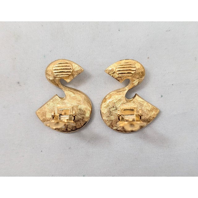 Vintage 1980s Signed Givenchy Pavé Clear Rhinestone S Clip Earrings-2 Pieces For Sale - Image 9 of 10