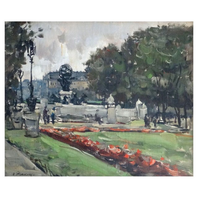 Oto Plader, Jardin Marco Polo, Oil on Cardboard, 1930s For Sale