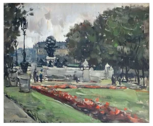 Oto Plader, Jardin Marco Polo, Oil on Cardboard, 1930s