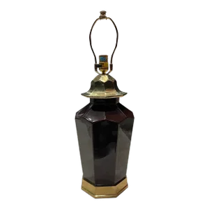 1970s Geodesic Brass & Porcelain Ginger Jar Lamp From Chapman Manufacturing Company