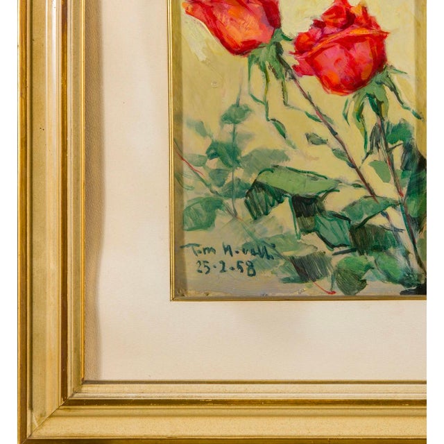 Vittorio Novelli, Still Life with Flowers, 1958, Oil Painting on Cardboard, Framed For Sale - Image 9 of 11
