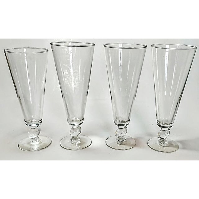Vintage Football Stem Pilsners- Set of 4 For Sale - Image 6 of 6