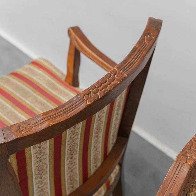 Brown Wooden and Fabric Armchairs, 1950s, Set of 2 For Sale - Image 8 of 12