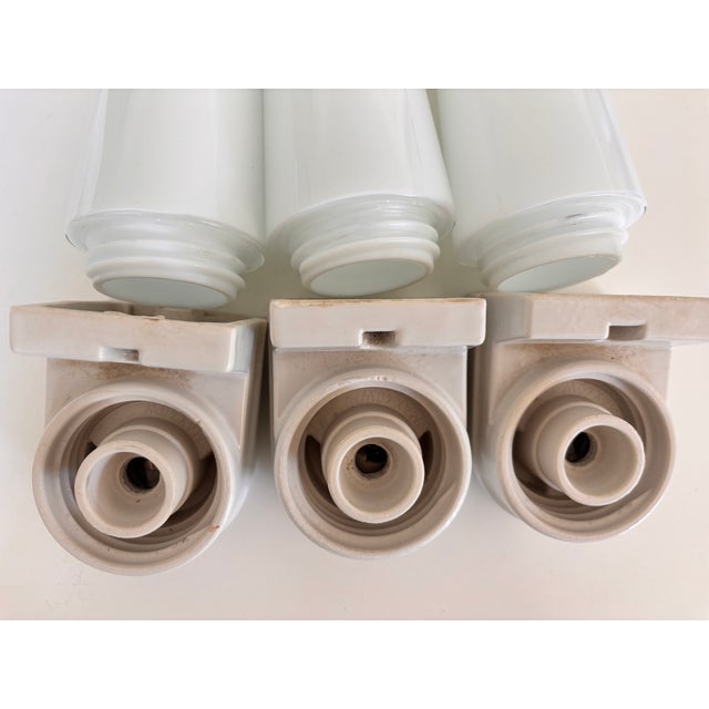 Sigvard Bernadotte White Porcelain & Opaline Glass Model 6080 Wall Lights by Sigvard Bernadotte for Ifö, 1960s, Set of 3 For Sale - Image 4 of 11