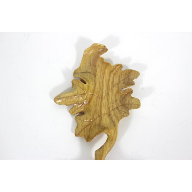 Rustic European Hand Carved Wood Spoon Folk Art Treen Welsh Love Spoon Leaf For Sale - Image 3 of 7