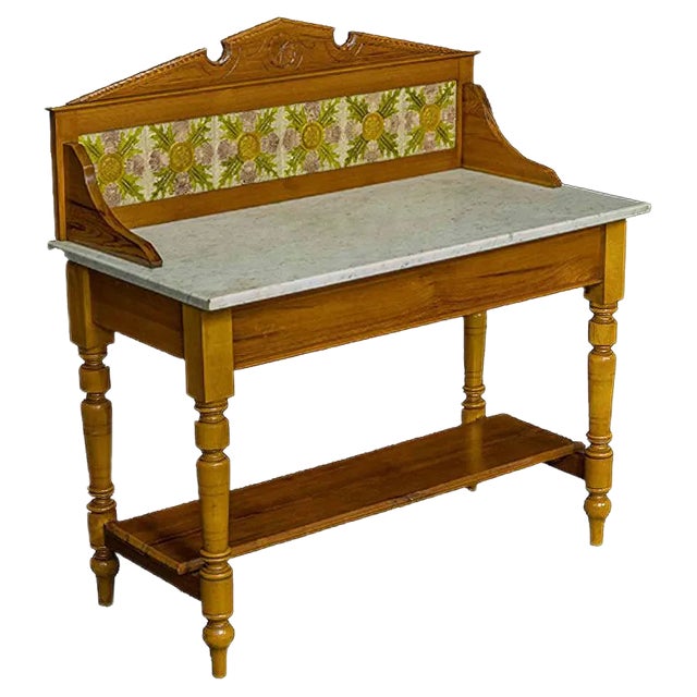 Late Victorian Pine Washstand with Marble Top For Sale