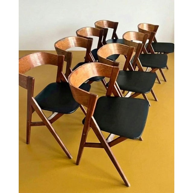 Mid-Century Modern Vintage Danish Teak Chairs with Wraparound Backrest, 1950s, Set of 8 For Sale - Image 3 of 4