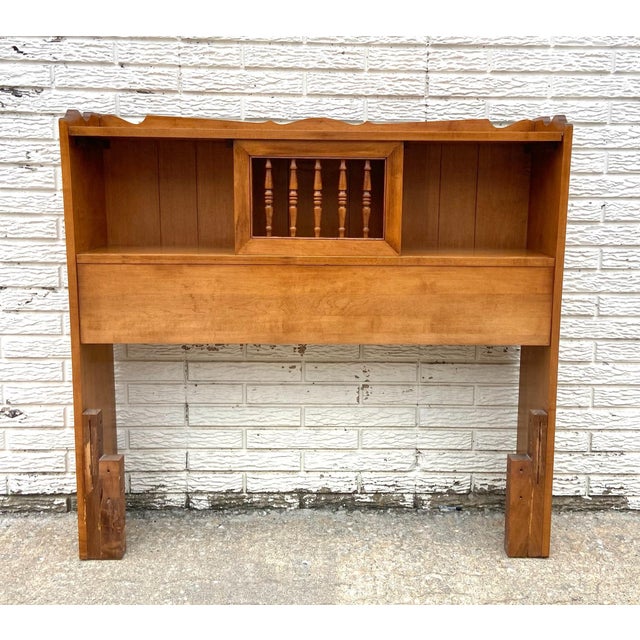 Vintage Tell City Hard Rock Maple Colonial Twin Size Bookcase Headboard