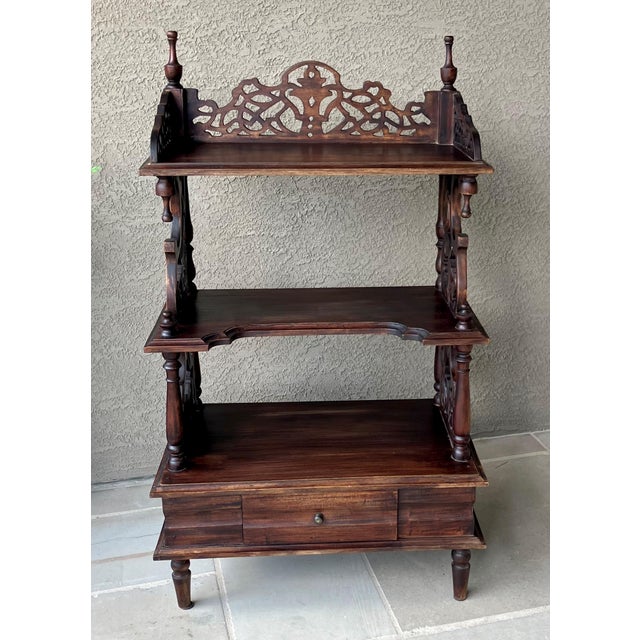 Early 20th-Century Victorian Gothic Revival-Style Fretwork Étagère With Drawer For Sale - Image 14 of 18
