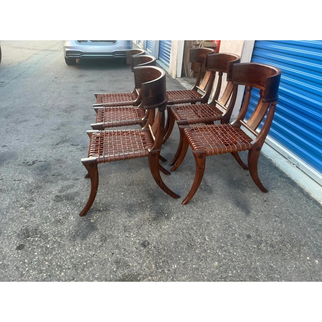 Mid Century Modern Solid Walnut Klismos Dining Chairs For Sale - Image 10 of 14