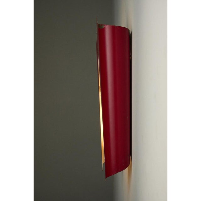 Red Metal Wall Sconce by Bruno Gatta for Stilnovo, 1950s For Sale - Image 9 of 16