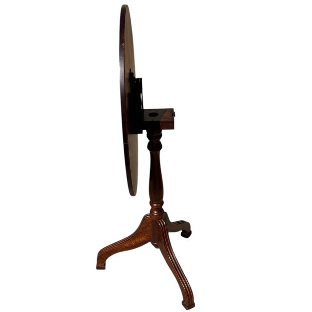 1990s 1990s Oval Tilt Top Pedestal Wood Side Table by Bombay Company For Sale - Image 5 of 8