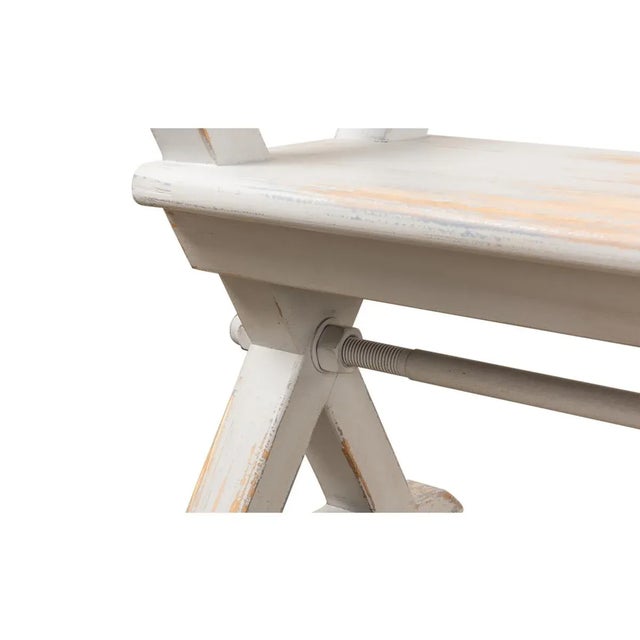 Blue French Country Painted Bench For Sale - Image 8 of 9