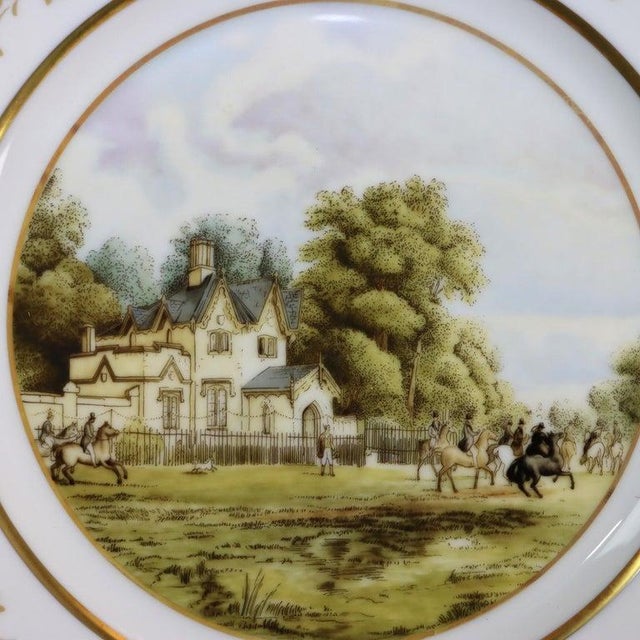 13 Vintage German “Kaiser Country Scenes” Painted Porcelain & Gilt Plates C1950 For Sale - Image 4 of 4