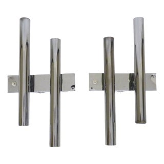 Four-Light Wall Sconces in Brushed Metal from Maison Sciolari. Italy, 1970s For Sale