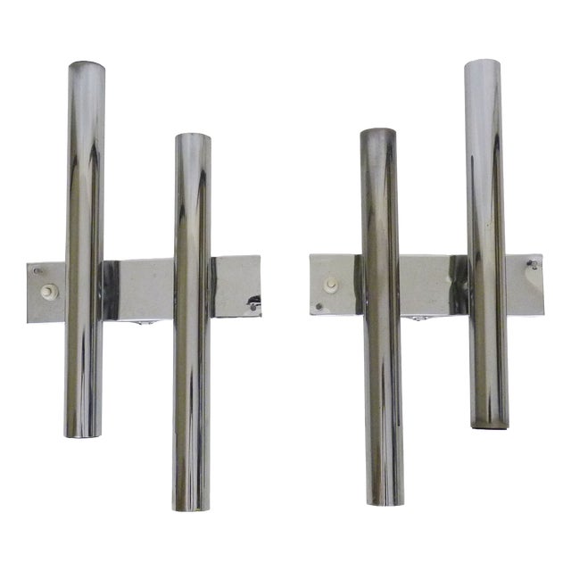 Four-Light Wall Sconces in Brushed Metal from Maison Sciolari. Italy, 1970s For Sale