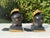 Late 20th Century Vintage Neoclassical Greek Corinthian Helmet Bookends in Black & Gilt Finish, a Pair For Sale - Image 5 of 10