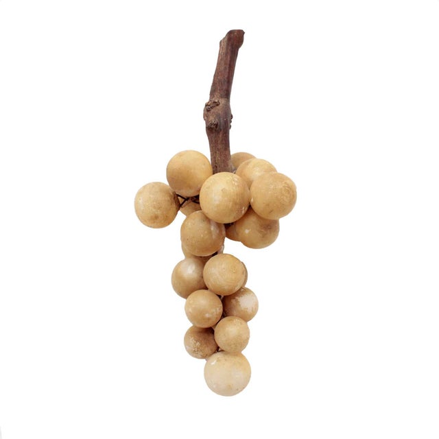 Mid-Century Modern Alabaster Grape Sculpture W/Real Vine Stem, Circa 1940's Italy For Sale - Image 3 of 4