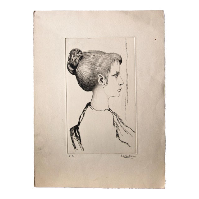 Unknown , Portrait , Original Etching , Mid,20th Century For Sale