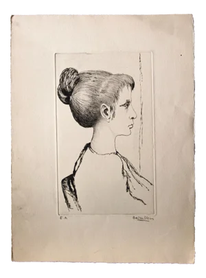 Unknown , Portrait , Original Etching , Mid,20th Century