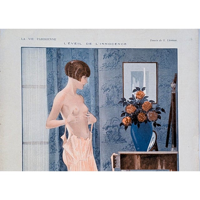 An original illustrated page from the legendary French magazine La Vie Parisienne, featuring “L’Éveil de l’Innocence”...