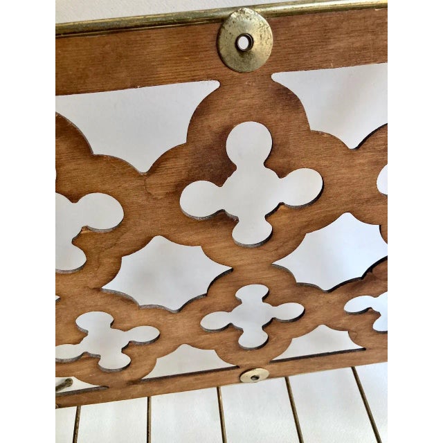Wood Mid Century Modern Quatrefoil Wood & Metal Magazine Rack For Sale - Image 7 of 13