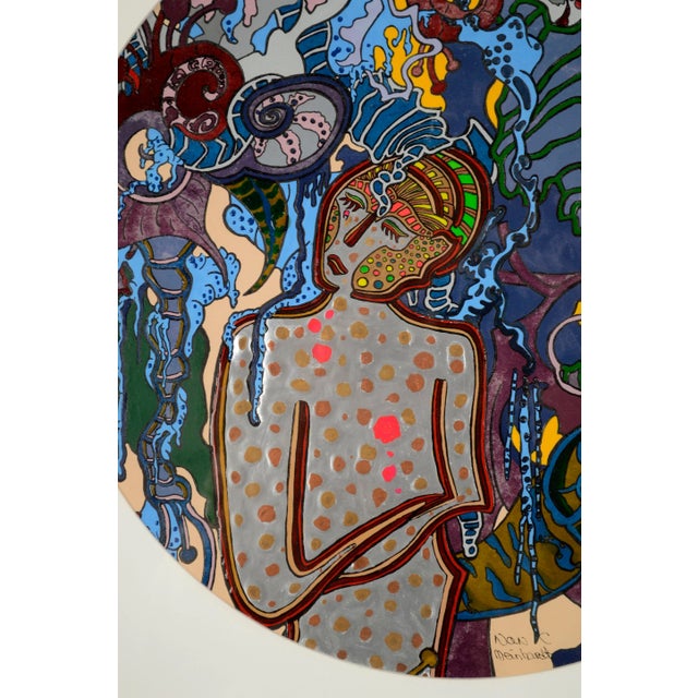 2000s Contemporary Circular Figurative Abstract Acrylic Painting by Nan C. Meinhardt, Framed For Sale In Monterey, CA - Image 6 of 10