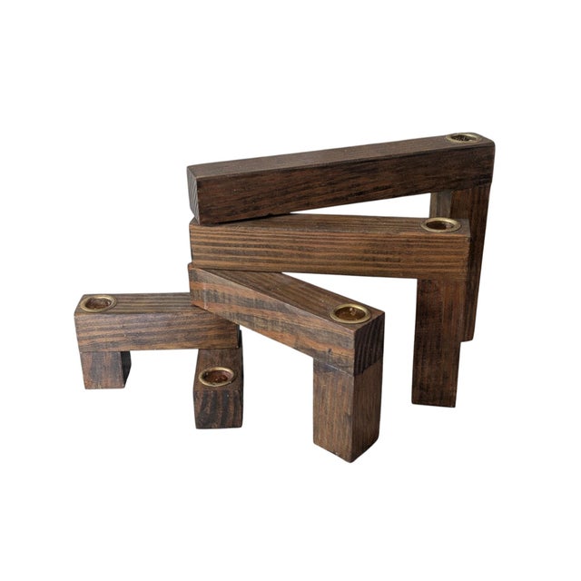 MCM Wooden Articulating Candle Holder featuring 5 Different Candle Holders in one! When Spread out, the Candle Holder...