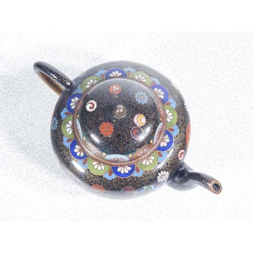 Metal Cloisonné Teapot and Sugar Bowl with Floral Decor, Set of 2 For Sale - Image 7 of 18