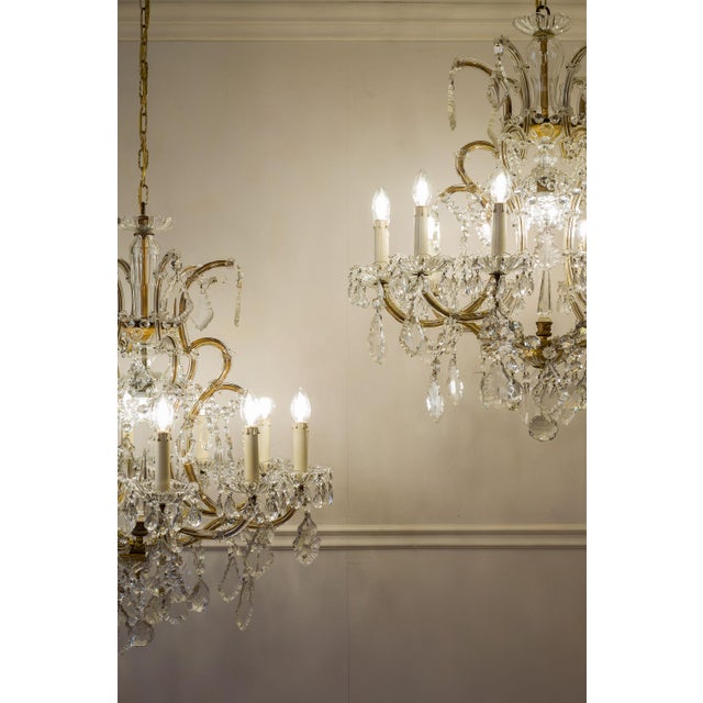 Maria Theresa Style Crystal 13-Light Chandeliers, 1930s, Set of 2 For Sale - Image 12 of 14