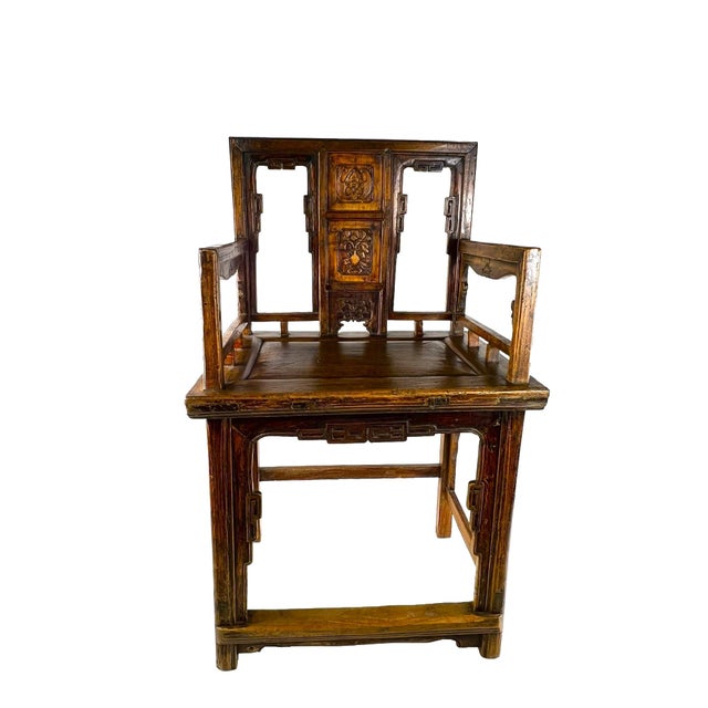 Pair of Chinese Antique Armchairs With Carvings For Sale - Image 4 of 13