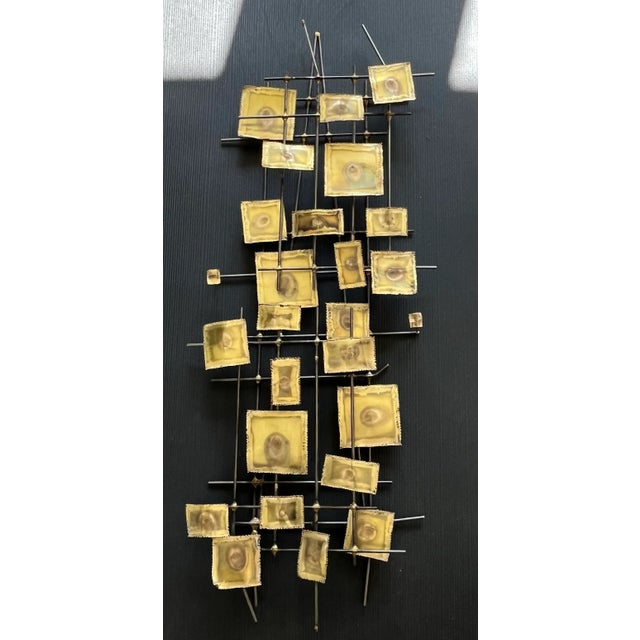 Mid 20th Century Mid-Century Brutalist Brass Paneled Wall Sculpture in the Style of Williem Degroot For Sale - Image 5 of 6