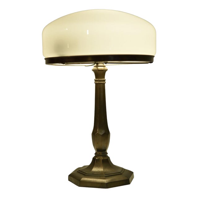 Swedish Grace Copper and Hand Blown Glass Table Lamp, 1920s For Sale