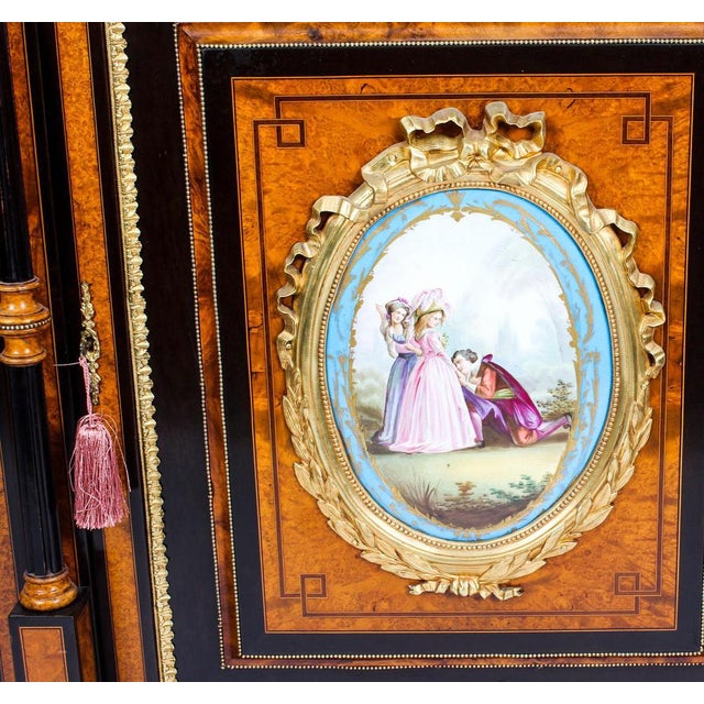 Victorian Burr Walnut & Sèvres Plaques Credenza For Sale - Image 10 of 18