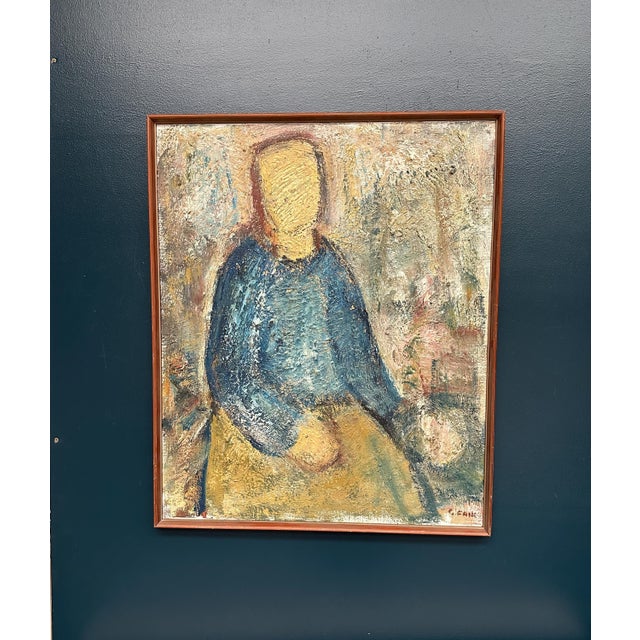 Gösta Falck, Woman in Blue, 1960s, Oil on Canvas, Framed For Sale - Image 17 of 18