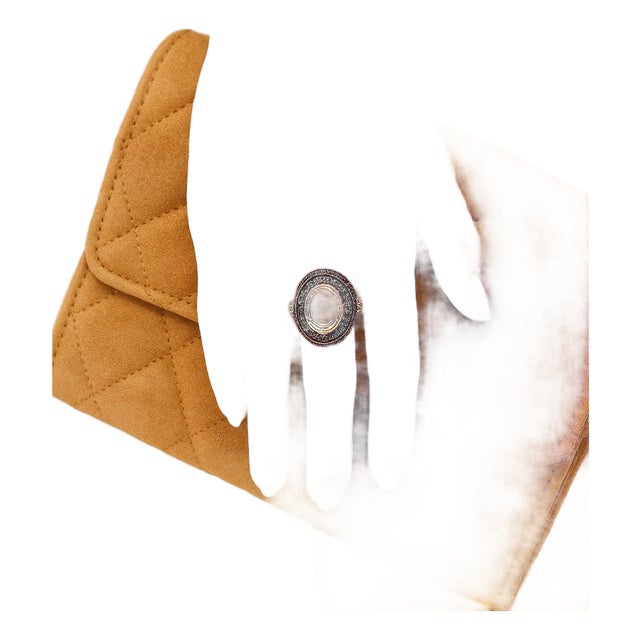 Bochic "Orient" Vintage Fancy Yellow Sapphire Ring Set In 18K Gold & Silver For Sale